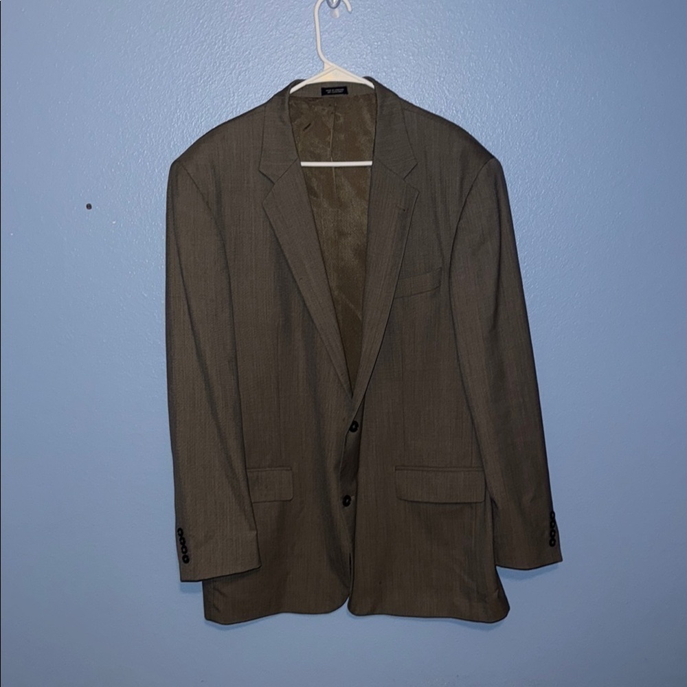 Oscar de la Renta Brown Sport Coat with Notched Lapels - 100% wool - 46L. B7
